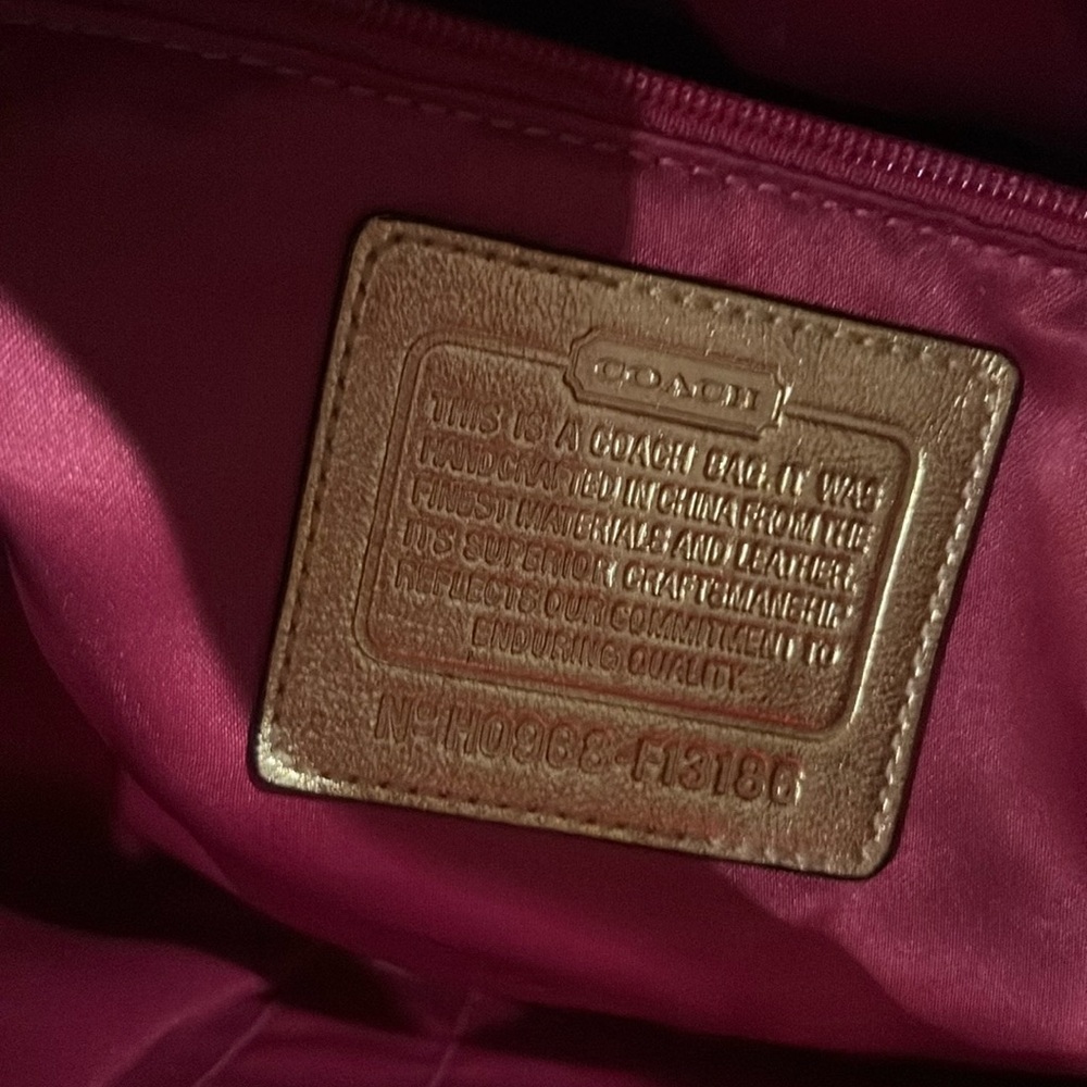 Coach Poppy Chelsea Graffiti Gold Tattersall Satchel Purse Cream and Gold - Picture 13 of 17